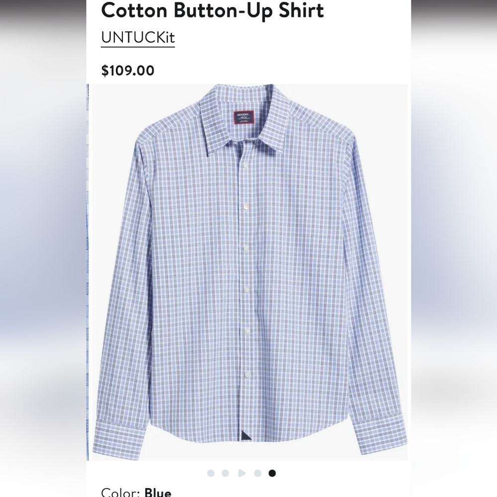 UNTUCKit Wrinkle Free Durif Shirt, White And Blue Size Medium